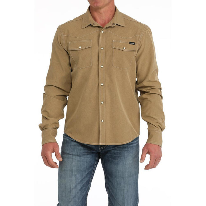 Men's Arena Flex Brown Long Sleeve Snap Shirt