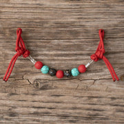 Red Turquoise Cactus Silicone Beaded Gag Bit Curb Strap