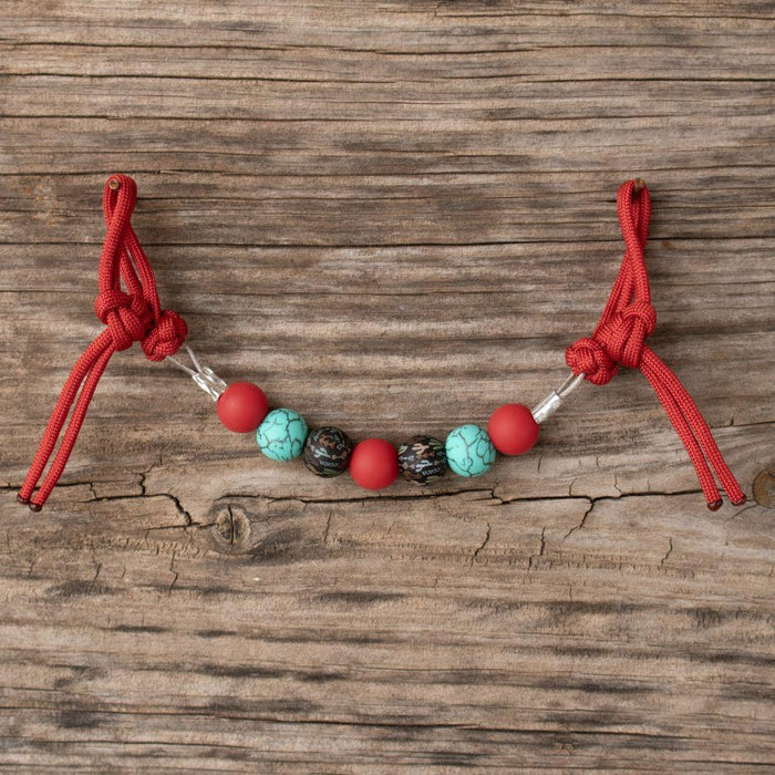 Red Turquoise Cactus Silicone Beaded Gag Bit Curb Strap