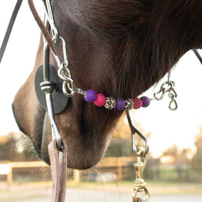 Purple Pink Leopard Silicone Beaded Gag Chain Curb Strap