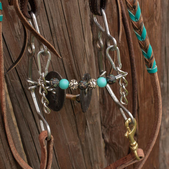 Turquoise Leopard Cactus Silicone Beaded Gag Chain Curb Strap