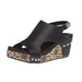 Women`s Black Floral Wrap Wedge Sandal