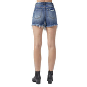 Womens Medium Wash Distressed Shorts
