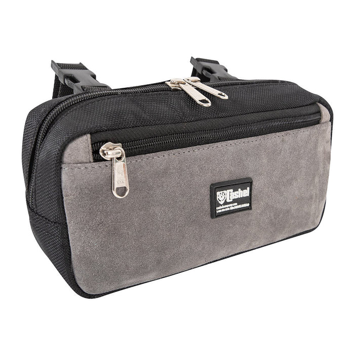 Grey Suede Leather Saddle Pommel Bag