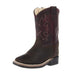 Toddlers Brown Square Toe and Burgundy Shaft Boot