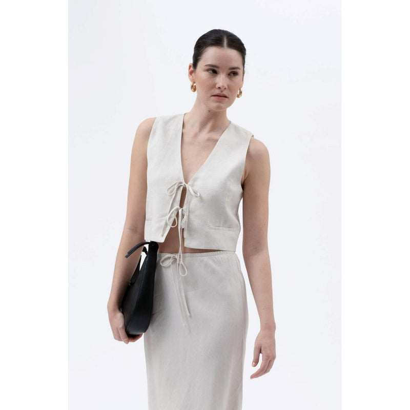 Ladies Front Tie Cropped Vest