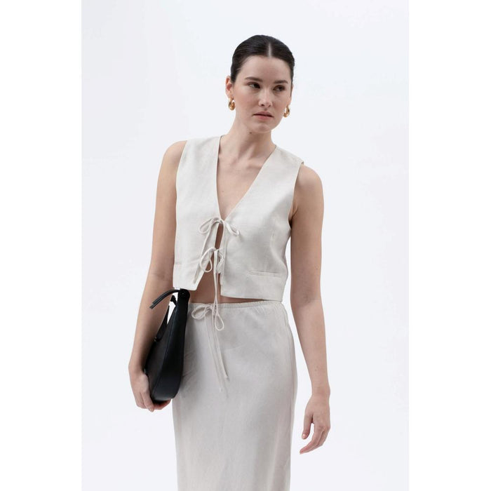 Ladies Front Tie Cropped Vest