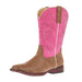 Youth Ainsley Tan Faux Leather and Pink Vintage Shaft Cowgirl Boot