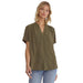 Womens Olive V Neck Top
