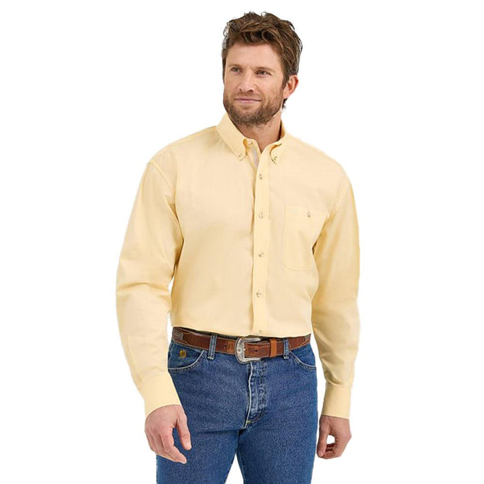 Mens George Strait Yellow Long Sleeve Button Down Shirt