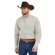Mens George Strait Tan Print Long Sleeve Button Down Shirt