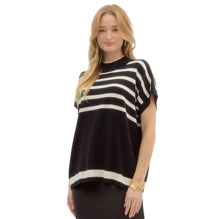 Womens Black Stripe Oversized Sweater