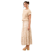 Womens Khaki Stripe Crew Neck Top
