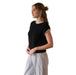Womens Black Contrast Trim Short Sleeve Knit Sweater Top