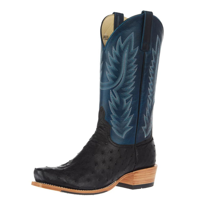 Men`s Black Full Quill Ostrich 13In Azure New Orleans Top