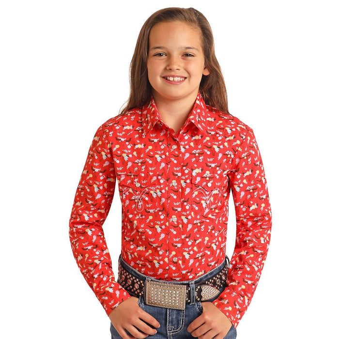 Girls Red Steer Head Shirt