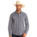 Mens Blue Novelty Snap Shirt