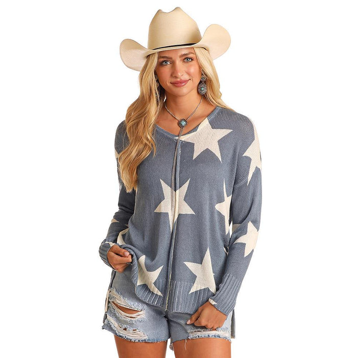 Star Print Baja Sweater