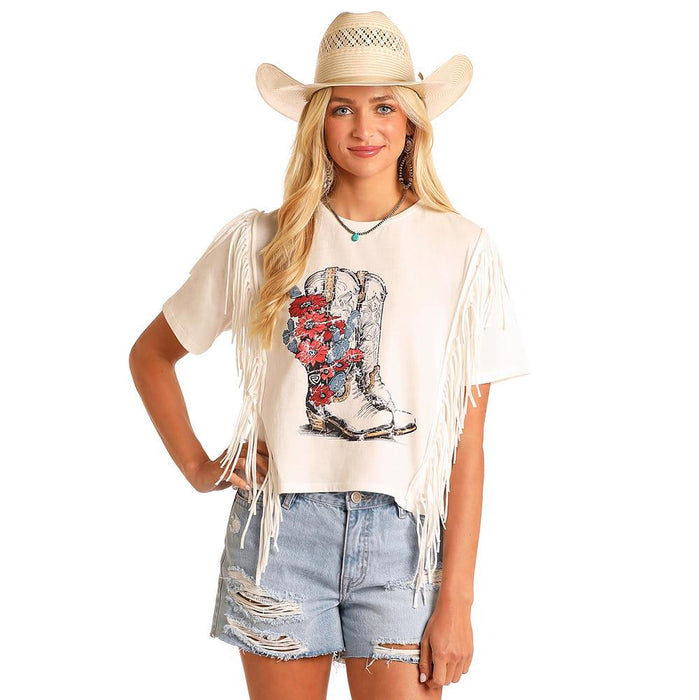 Floral Boot Fringe T-Shirt