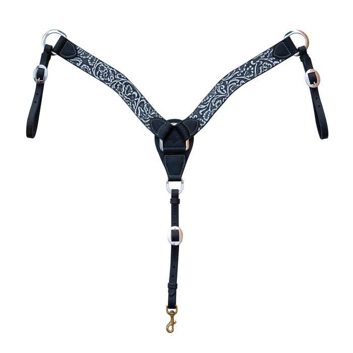 Black and White Paisley Overlay 2in Contoured Breast Collar