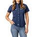 Womens Navy Long Horn Snap Shirt
