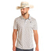 Men's White Geo Print Short Sleeve Polo