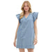 Womens Light Blue Ruffle Sleeve Mini Dress
