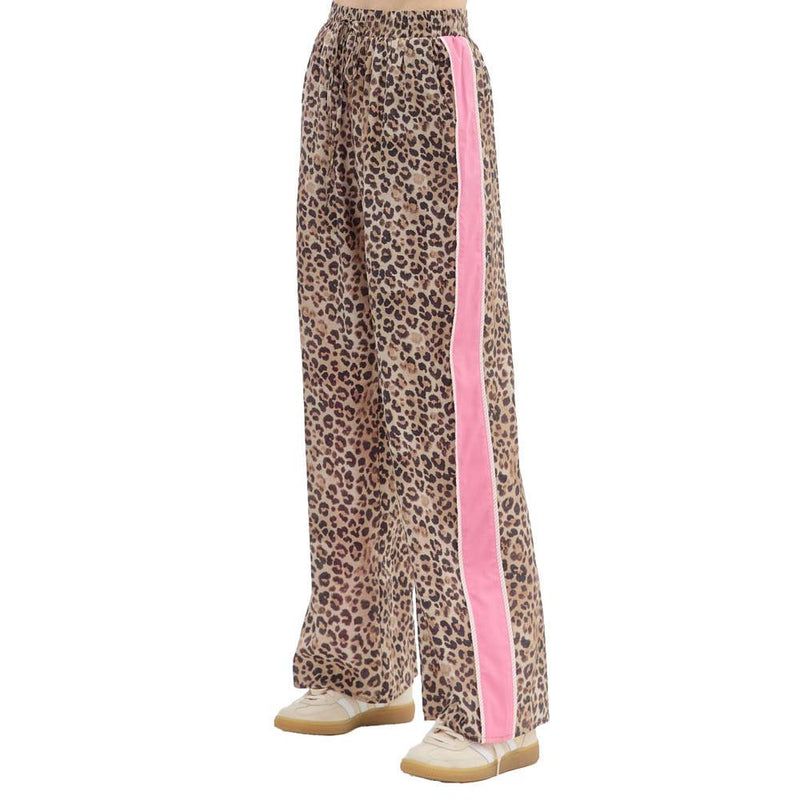 Womens Leopard Print Wide Leg Pants
