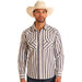 Mens Cream Stripe Snap Shirt