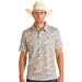 Slim Men's Natural Cactus Print Short Sleeve Polo