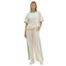 Womens Cream French Terry Wide Leg Pant