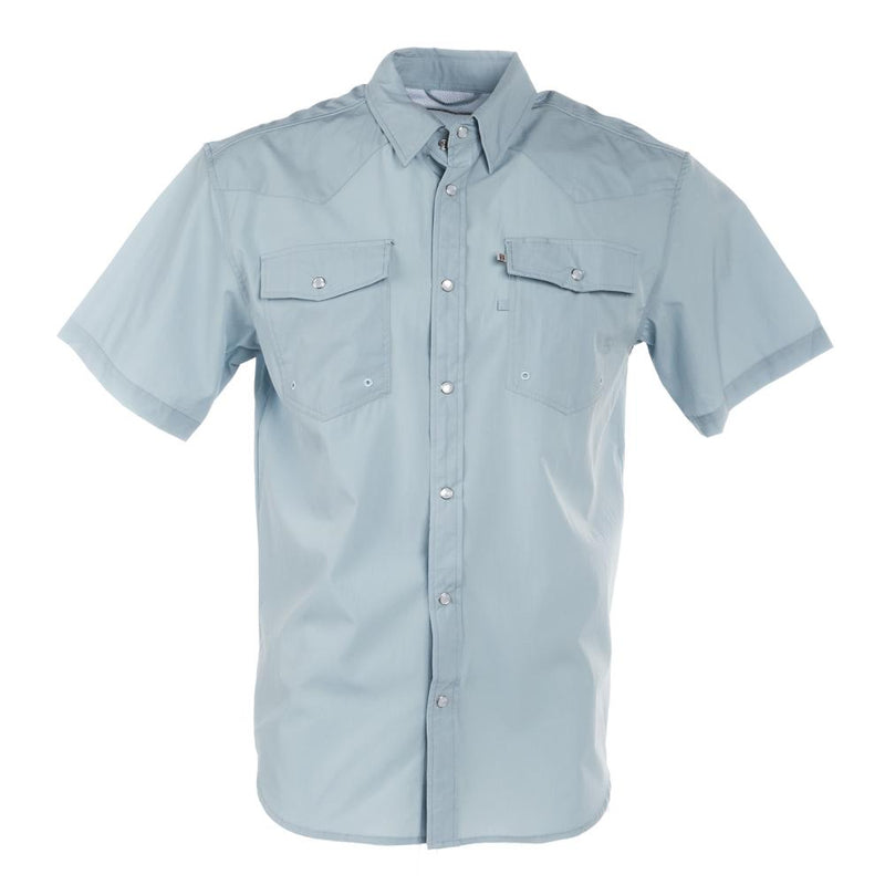 Sandhill Ranch Men's Light Blue Short Sleeve Pearl Snap Shirt