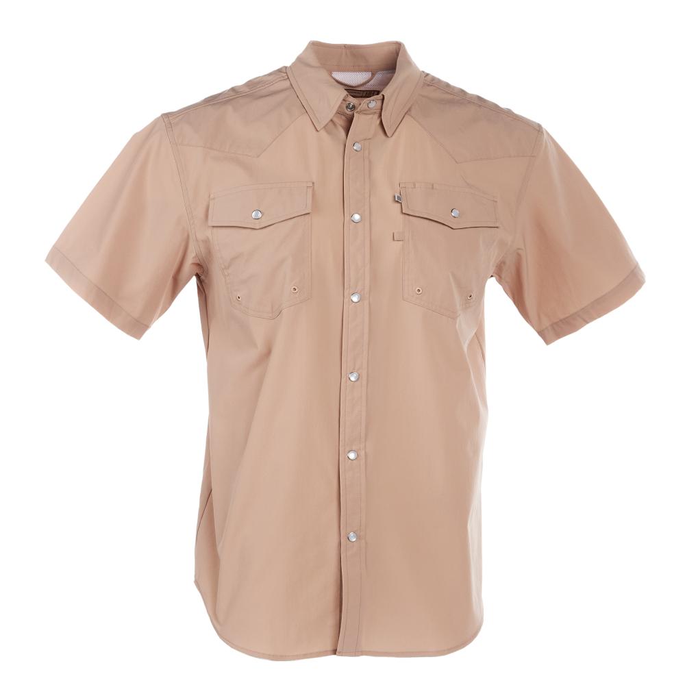 Brandcowboy Sandhill Ranch Men's Medium Tan Short Sleeve Pearl Snap Sh