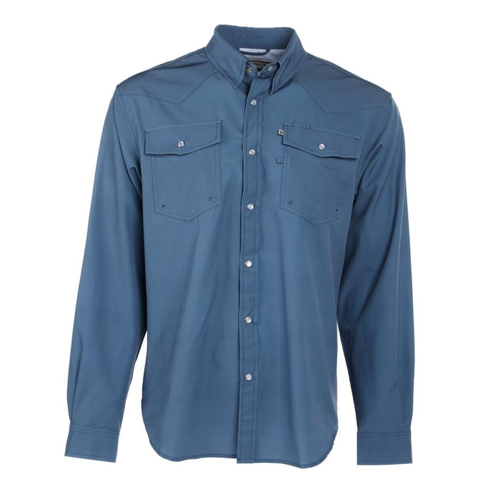 Men's Denim Blue Long Sleeve Snap Shirt