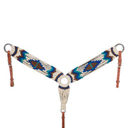 Cream Brown Royal Blue Turquoise Wool Breast Collar