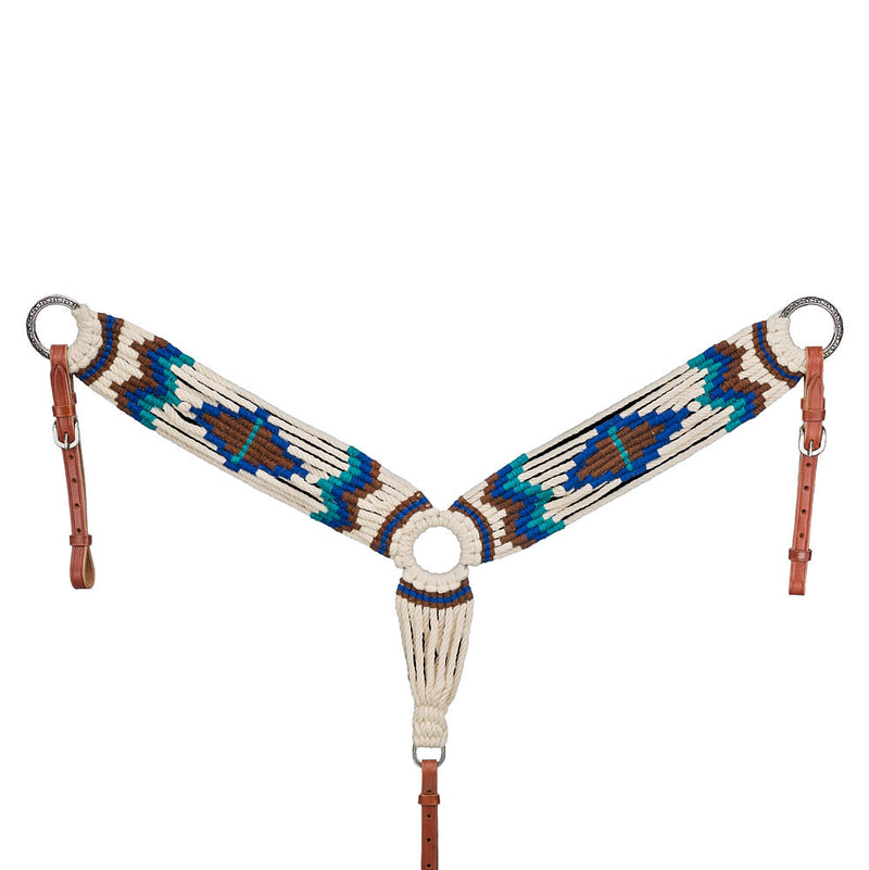 Cream Brown Royal Blue Turquoise Wool Breast Collar
