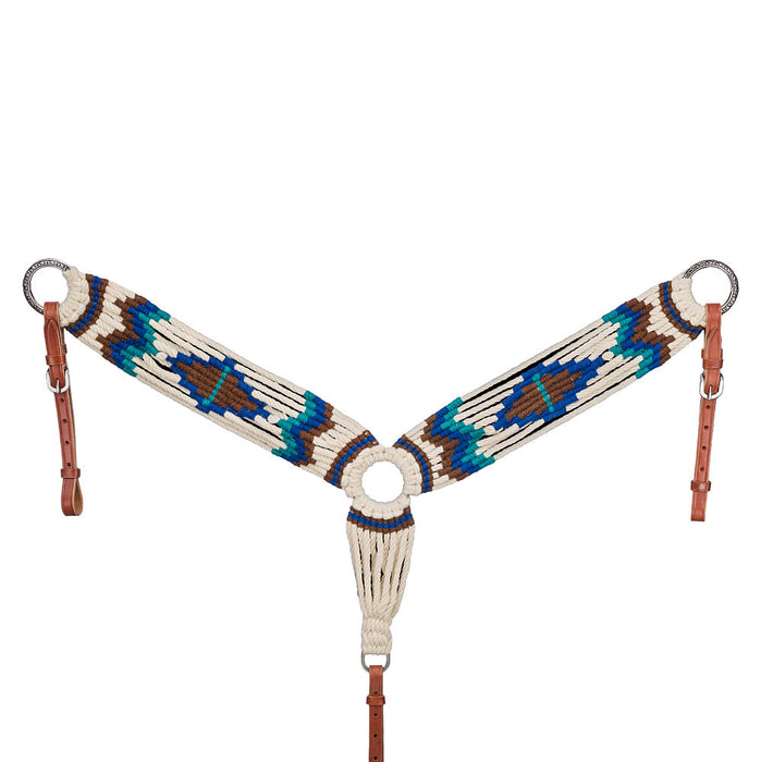 Cream Brown Royal Blue Turquoise Wool Breast Collar