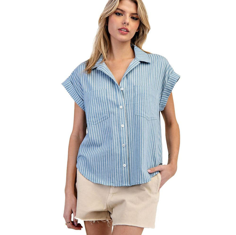 Womens Dark Denim Stripe Top