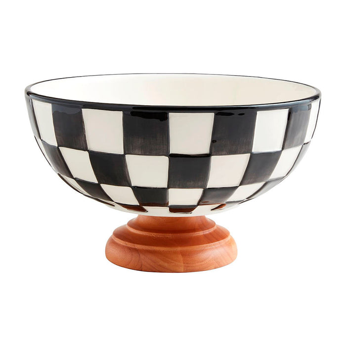 Black and White Check Pedestal Bowl