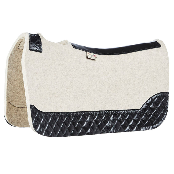 3/4in Barrel Racer Black Diamond Natural Felt Saddle Pad
