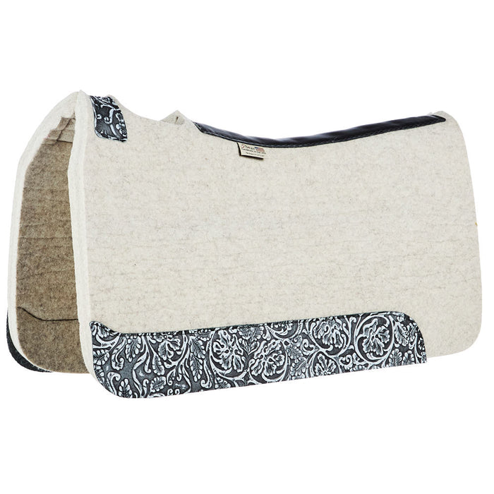 3/4in Barrel Racer Black Cowboy Tool Natural Felt Saddle Pad