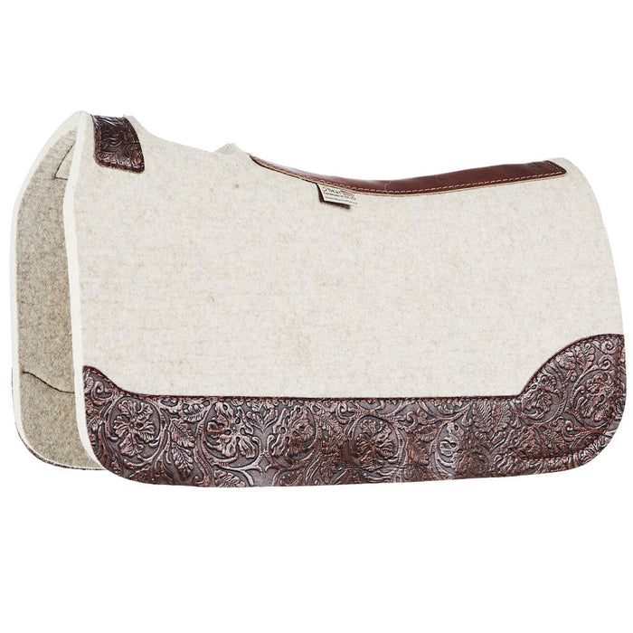 3/4in Barrel Racer Brown Cowboy Tool Natural Felt Saddle Pad