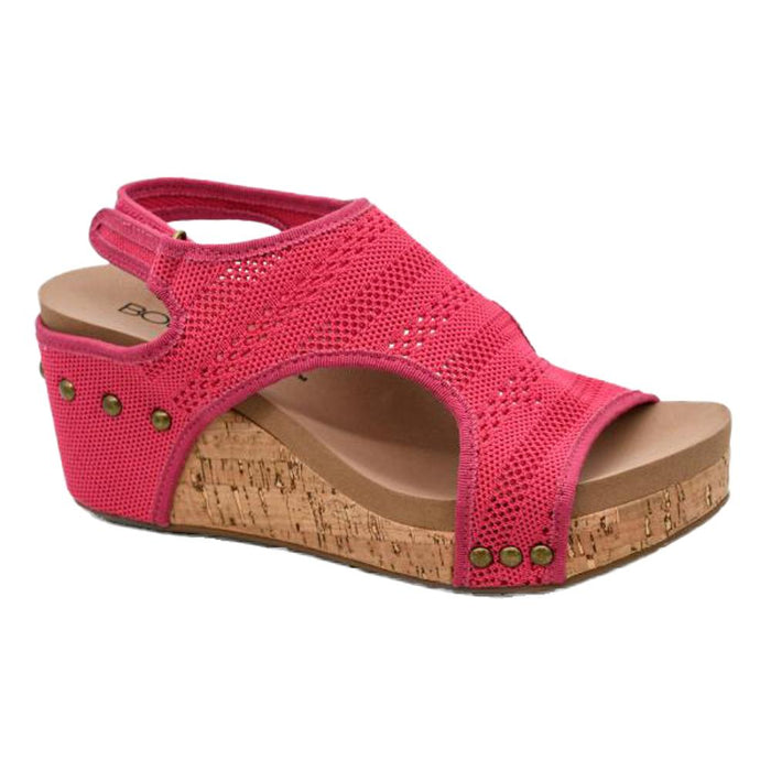 Womens Carley Fuchsia Knit Wedge Sandal