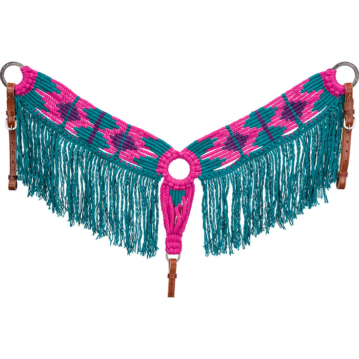 Teal Purple Magenta Wool Breast Collar w/Fringe