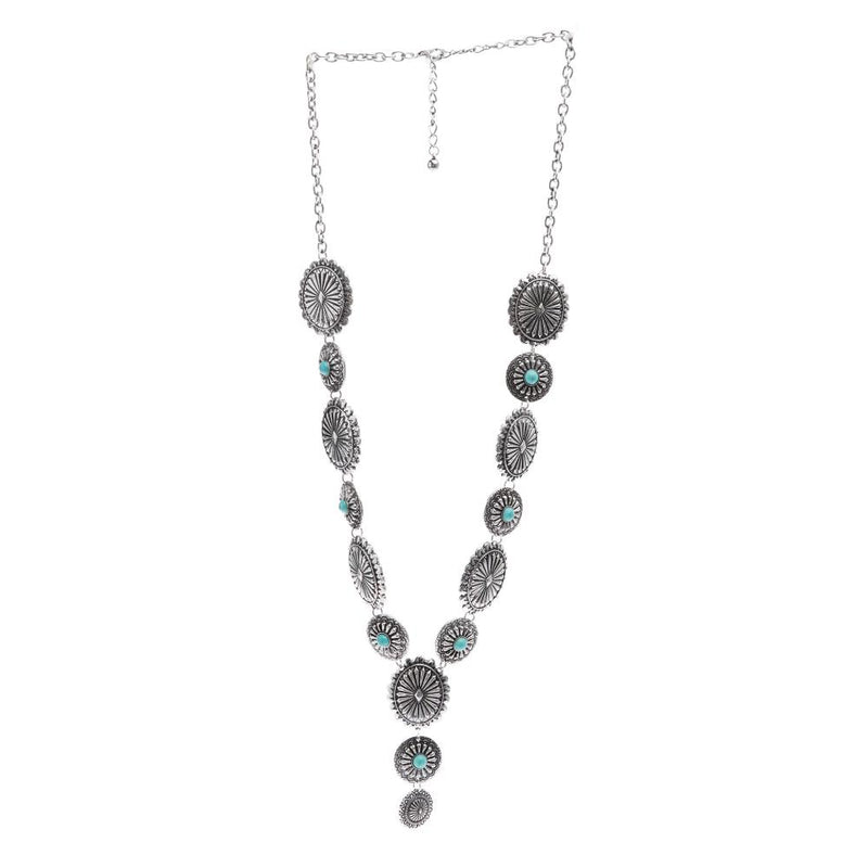 Turquoise Accent Concho Necklace