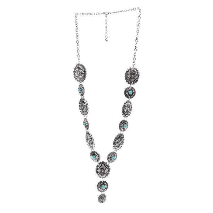 Turquoise Accent Concho Necklace