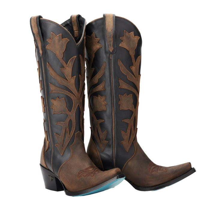 Women`s Jet Black Burnt Caramel Jolene 14.5In Matching Top Boot