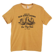 Womens When The Sun Goes Down Mustard Tee