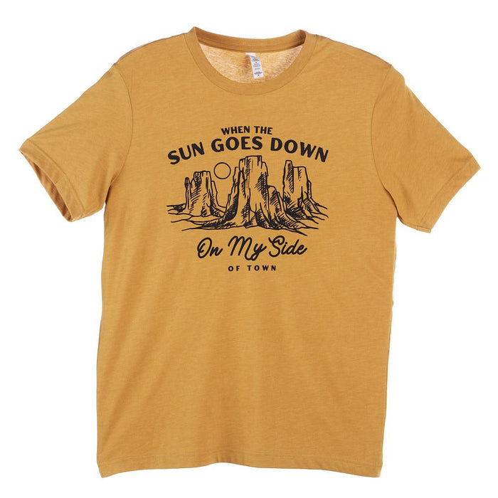 Womens When The Sun Goes Down Mustard Tee
