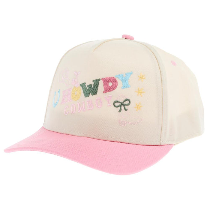 Womens Pink/Natural Howdy Cowboy Cap